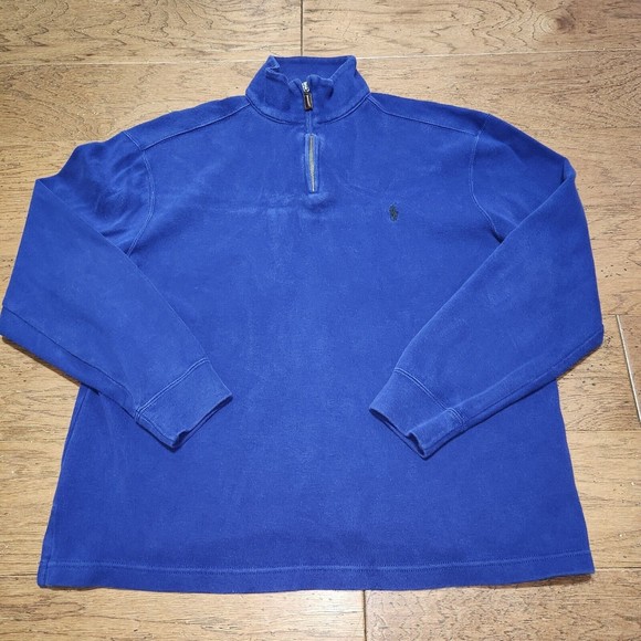 Polo by Ralph Lauren Mens Large Purple Long Sleeve 1/4 Zip Pullover Sweater - Picture 1 of 6